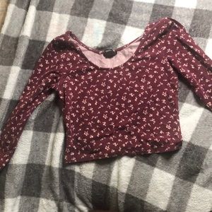 Burgundy Long Sleeve Crop Top 🖤